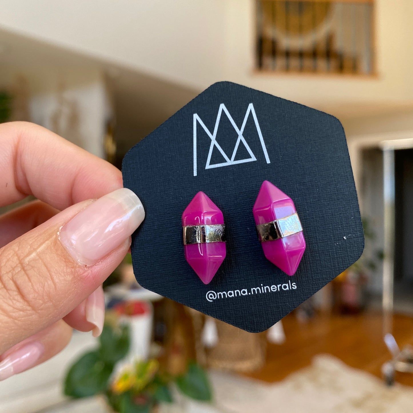 Pink Agate DT Earring