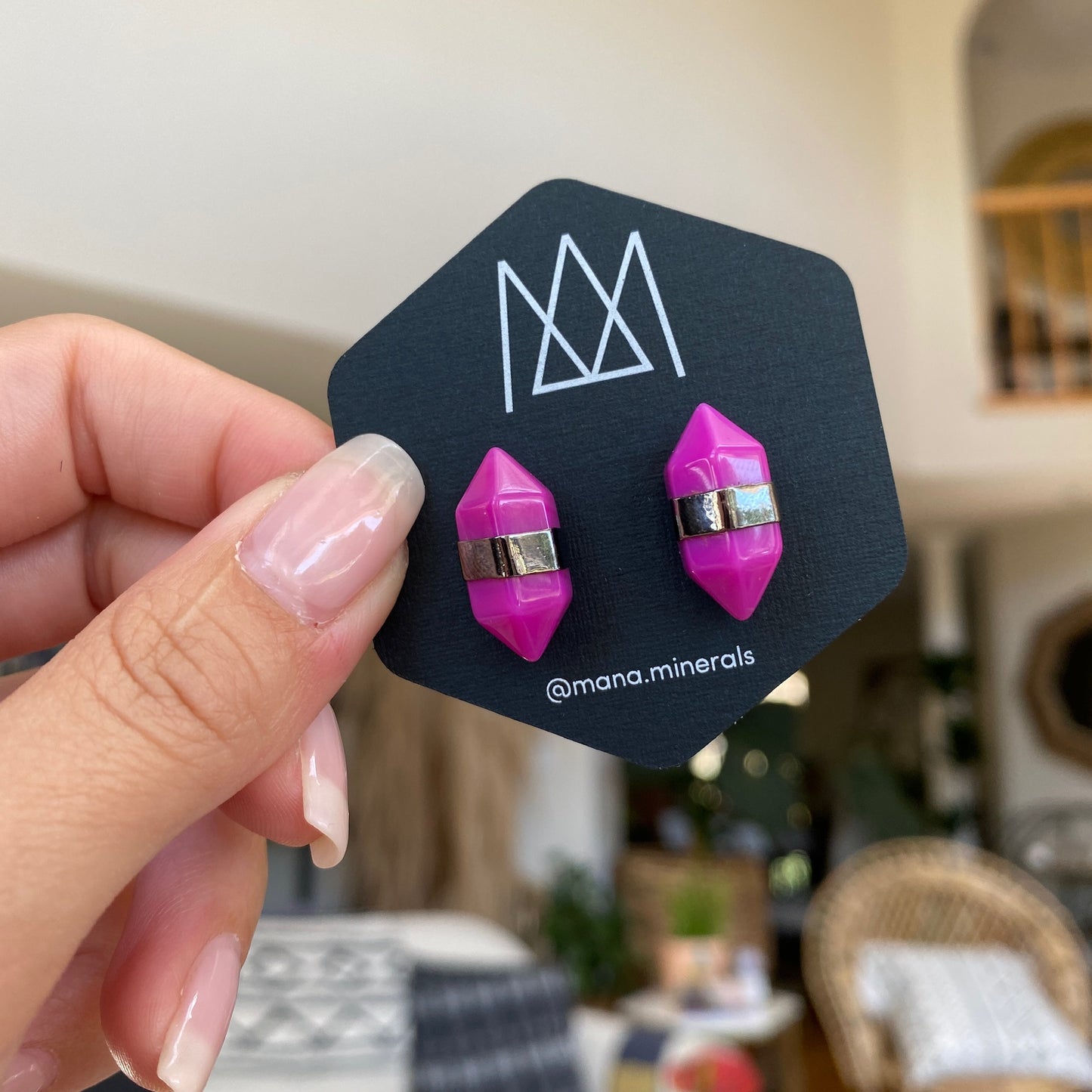 Pink Agate DT Earring