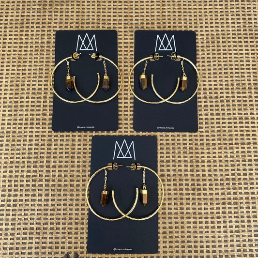 Tiger's Eye Big Hoop Earring