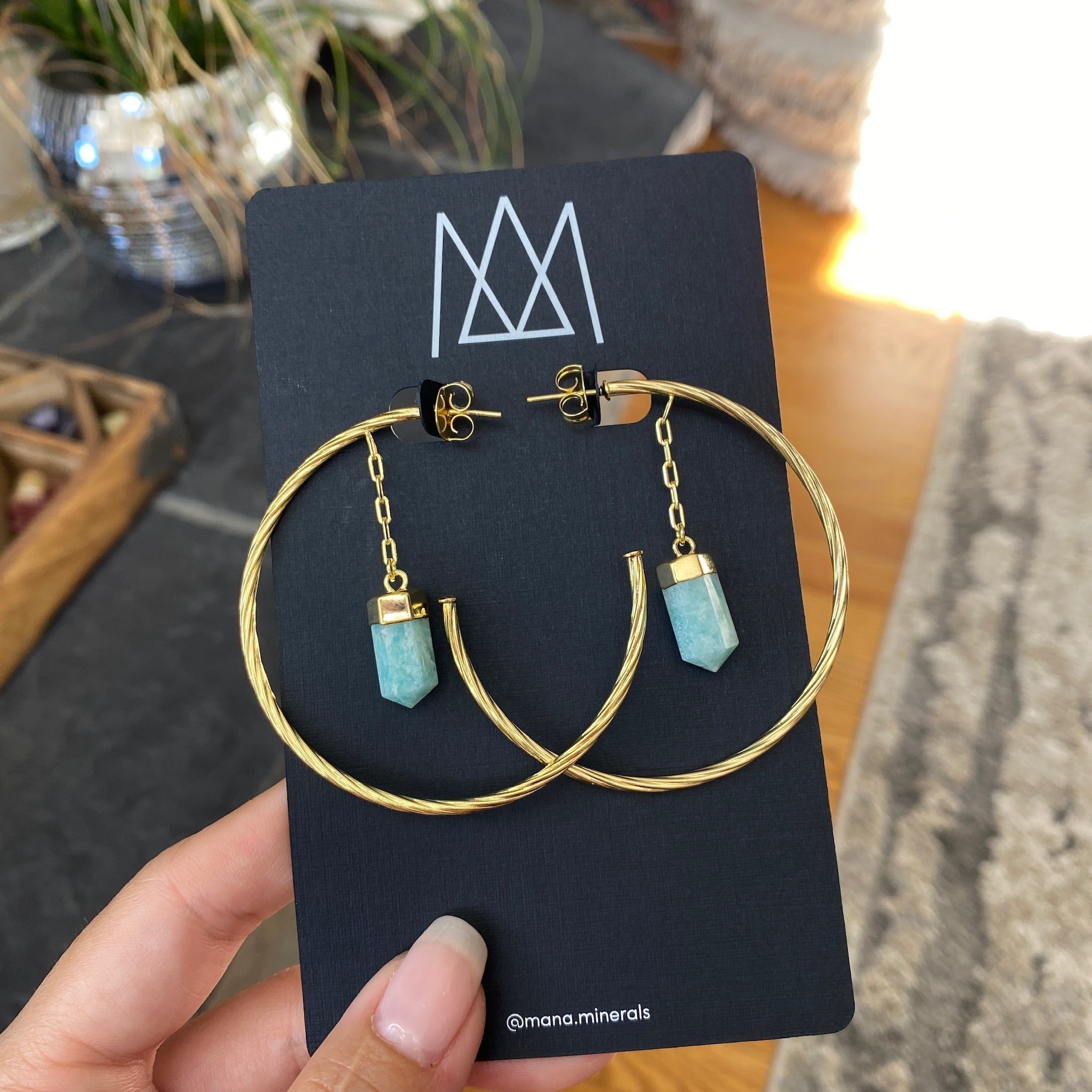 Brass Amazonite Hoop Earring main image 0