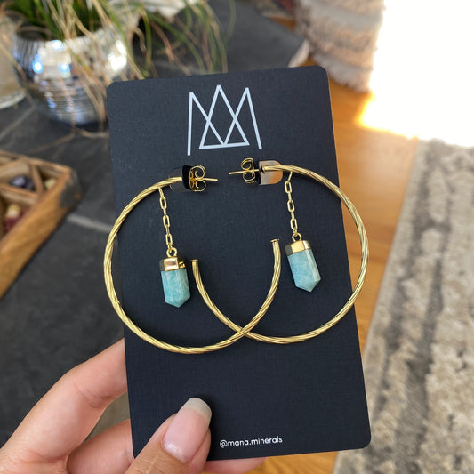 Amazonite Big Hoop Earring