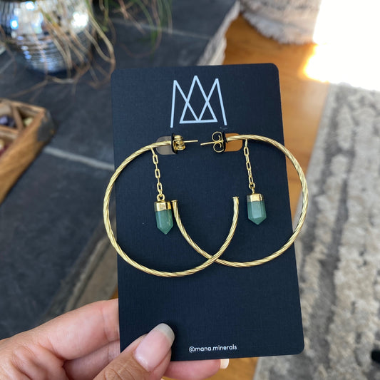 Green Aventurine Big Hoop Earring