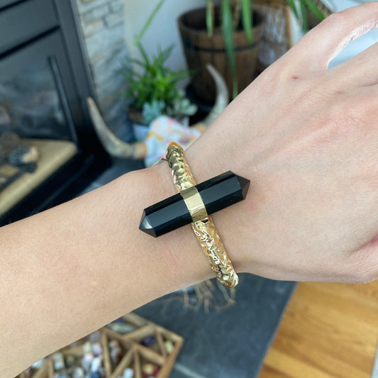 Obsidian Cuff Vertical Bracelet