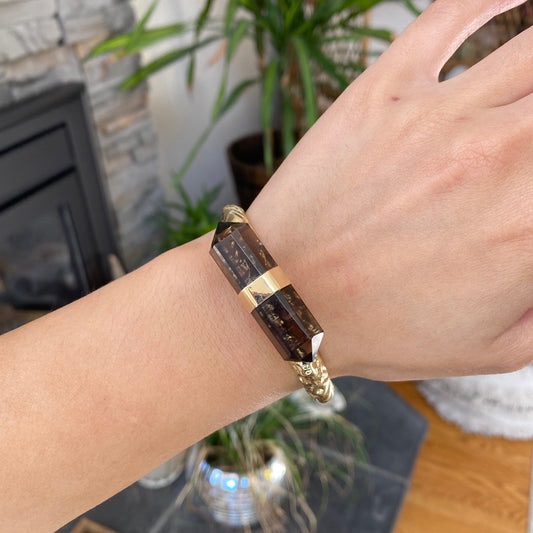 Smokey Quartz Cuff Horizontal Bracelet
